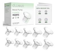 Dwelio Flange Sizing Kit with 10PCS Silicone Flange Inserts 13/15/17/19/21mm, Nipple Ruler Card, Breast Pump Flange Insert for 24mm Flange/Shield of Most Breast Pumps, Breastfeeding Essentials Kit