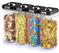 DWËLLZA KITCHEN Airtight Food Storage Containers with Lids - 4 Piece Set/All Same Size - Medium Air Tight Clear Plastic Pantry & Kitchen Container for Chips & Snacks BPA-Free - Keeps Food Fresh & Dry