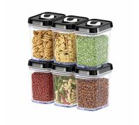 DWËLLZA KITCHEN Airtight Food Storage Containers with Lids - 6 Piece Set Air Tight Kitchen Storage Containers for Pantry Organization and Storage - Clear Plastic BPA-Free - Keeps Food Fresh & Dry