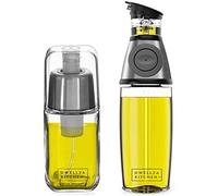 DWËLLZA KITCHEN Olive Oil Dispenser Bottle And Oil Sprayer Set - Non-Drip, Non-Clogging, Shatter Resistant - 17 Oz Glass, Stainless Steel - Cooking, Oil Dispenser - Modern Design - Adult, Reusable