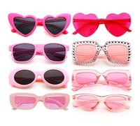 Dwenarry 8 Pack Pink Sunglasses Bulk 90s Retro Party Sunglasses Rectangle Funky Festival Multipack Glasses Set for Women