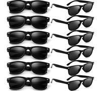 Dwenarry Black Sunglasses Bulk Party Sunglasses Retro Plastic Adult Black Shades Party Favor 12 Pack