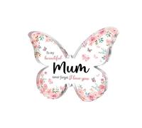 DWENT 12.7cm Mum Plaque Gift,Gifts for Mum from Daughter Son, Butterfly-Shaped Acrylic Plaque Gifts for Mum Her, Mum Birthday Gifts for Wife Grandma on Anniversary