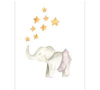 Dwetcxo Photo Canvas Girl Elephant Star Bathroom Pictures and Kitchen Wall Art Bedroom Pictures for Wall Painting Canvas Prints Living Room Bedroom Toilet Posters Office Artwork No Frame 60x90cm