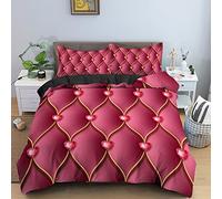 Dwetcxo Single Duvet Cover Set Elegant Red Single Bed Duvet Cover Set Soft Microfiber Breathable Bedding Durable Single Bedding Sets with Zipper Closure+2 Pillowcases 50x75cm 135x200cm