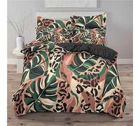 Dwetcxo Super King Size Duvet Cover Sets Green Leaf Graffiti Super King Duvet Set Soft Microfiber Bedding Durable Breathable Superking Bedding Set with Zipper Closure+2 Pillowcases 50x75cm 260x220cm