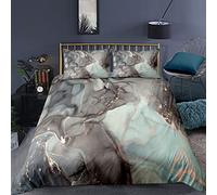 Dwetcxo Super King Size Duvet Cover Sets Grey Green Marble Super King Duvet Set Soft Microfiber Bedding Durable Breathable Superking Bedding Set with Zipper Closure+2 Pillowcases 50x75cm 260x220cm