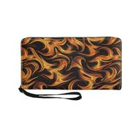 Dwetcxo Wallet Orange Flame Coin Purse Ladies Card Wallet Easy to Carry Purses for Women Wallets with Zipper Long Women's Purse Multi-Function Leather Purses Multi Card Slots 11x20cm/3 Piece