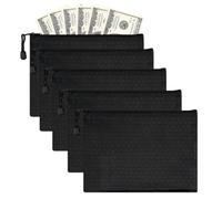 DWFEYOI Wallet, Pack of 5 Money Pockets, Bank Bag, A5, Waterproof Bank Folder with Zip, Document Bag, Black for Household, Business, School