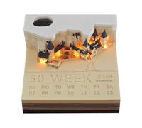 DWINCUY postit note novelty post it notes Magic Castle, Hogwarts paper sculpture, 3D sticky notes, sticky notes, desktop ornament birthday gift-2025 Calendar with Light