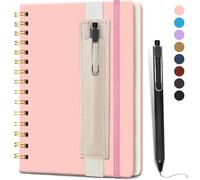 DWIYITTN A5 Spiral Notebook and Pen Set, 160 Lined Pages Faux Leather Hardback Wirebound Notebook A5 with Detachable Pen Holder and Pen for School College Work Home Writing Note Taking(Pink)