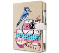 DWIYITTN Blue Jay Notebook for Girls, Gifts for Teens Hardcover Girls Journal with Pen and Magnetic Buckle Closure 192 Pages 19x13.5cm Lined Undated Diary