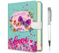 DWIYITTN Butterfly Notebook for Girls, Gifts for Teens Hardcover Girls Journal with Pen and Magnetic Buckle Closure 192 Pages 19x13.5cm Lined Undated Diary