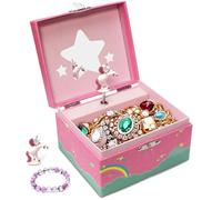 DWIYITTN Unicorn Music Jewellery Box - Pink Rainbow Design for Girls｜Lovely Birthday Gift, 15 x 13 x 9 cm - Jewellery Not Included