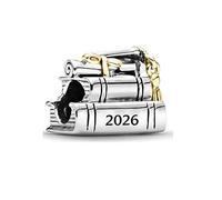 DWJSu 2026 Graduation Gift Charm College University 2025 Graduation Hat Cap Bead Charms for Charm Bracelet Necklace for Women Girls, metal, no gemstone