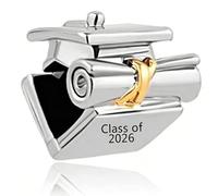 DWJSu 2026 Graduation Gift Charm College University 2025 Graduation Hat Cap Bead Charms for Charm Bracelet Necklace for Women Girls, metal, no gemstone