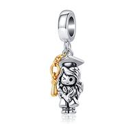 DWJSu 2026 Graduation Gift Charm College University 2025 Graduation Hat Cap Bead Charms for Charm Bracelet Necklace for Women Girls, metal, no gemstone