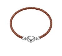 DWJSu Braided 3mm Leather Heart Barrel Snap Clasp Handmade Charm Bracelet Bangle for Women & Ladies Compatible with Pandora Charms, Leather, no gemstone