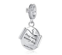 DWJSu Cross Christmas Dangling Charm Fit Charms Bracelet Christian Bible Verse Crystal Prayer Faith Religious Bead Jewelry Gifts for Women, crystal, base