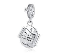 DWJSu Cross Christmas Dangling Charm Fit Charms Bracelet Christian Bible Verse Crystal Prayer Faith Religious Bead Jewelry Gifts for Women, crystal, base