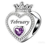 DWJSu Crown Birthstone Charm Compatible with Pandora Bracelets for Women
