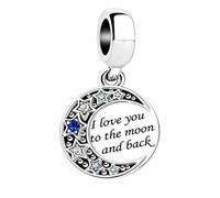 DWJSu Moon Religious Charms Fit Pandora Bracelet for Women Christmas Charm | memorial bead,engraved A piece of my heart is in heaven quote,friendship,i love you to the moon and back,gift for her