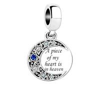 DWJSu Moon Religious Charms Fit Pandora Bracelet for Women Christmas Charm | memorial bead,engraved A piece of my heart is in heaven quote,friendship,i love you to the moon and back,gift for her