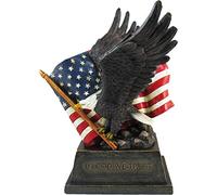 DWK 10.5" Pride and Honor Bald Eagle with American Flag "In God We Trust" Patriotic Statue