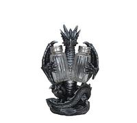 DWK "Blackened Spice" Medieval Dragon Salt & Pepper Shaker Set Mythical Gothic Fantasy Dragon Home Decor 8"