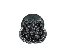 DWK Twin Dragons Holder with Drink Absorbent Coasters 4 Piece Set | Dragon Coasters for Coffee Table | Unique Housewarming Gifts for New Home | Gothic Decorations - 4"