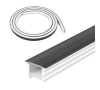Dwlhap LED Silicone Profile, 5m 14x14 mm Flexible LED Diffuser with Flange, No Threading Required Waterproof Neon LED Channel for COB Strip Lights, Acoustic Panel Cabinet Bedroom Lighting (Black)