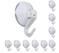Dwlhap Suction Cup Hooks Flower Shaped 10 Pcs, 5.5cm Heavy Duty Decorative Lever Action Hooks for Bathroom Kitchen, Strong Adhesive-Free Hangers for Glass Tile Smooth Surfaces