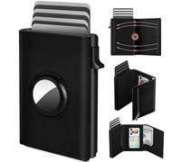 dwnkove AirTag Wallet, Card Holder Mens Wallets Slim, RFID Blocking, Pop up Card Case with Coins Pocket, Minimalist Leather Wallets for Men, 9-14 Card Capacity | ID Window | Cash Slot