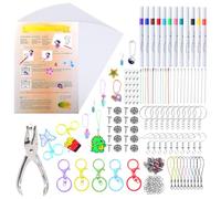 DWOOKE 403 Pcs Heat Shrink Plastic Sheet Kit, Includes 20 Sheets Shrink Film Art Paper,Hole Punch, Acrylic Marker and Keychains Accessories for Kids Creative Craft and DIY Ornaments