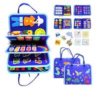 DWOOKE Busy Board Montessori Toys for Toddlers 1-3, Busy Book for 1 2 3 4 Girls Boys Gifts,Sensory Board Educational Activities for Learning Fine Motor Skills,Travel Toys for Plane Car (Blue)