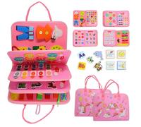 DWOOKE Busy Board Montessori Toys for Toddlers 1-3, Busy Book for 1 2 3 4 Girls Boys Gifts,Sensory Board Educational Activities for Learning Fine Motor Skills,Travel Toys for Plane Car (Pink)