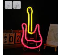 DWOOKE Guitar Neon Light LED Neon Signs Music Studio Wall Art Decor USB/Battery Powered Neon Light Sign for Bedroom Lights Up Guitar Neon Signs for Music Bar Live Music Wedding Birthday Party Gift