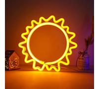 DWOOKE Sun Neon Signs,LED Neon Light,Warm White Sunflower Neon Sign for Wall Decor,Battery and USB Operated Neon Light Signs,Neon Decorative Lights for Bedroom,Party,Christmas,Wedding,Bar