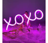 DWOOKE XOXO Neon Signs, LED Neon Lights, Pink Neon Signs, Battery and USB Powered XOXO Neon LED Signs for Bedroom, Decorative Lights for Party, Wedding, Birthday, Christmas Gifts