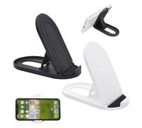 DWPVT 2pcs Adjustable Foldable Cell Phone Stands Universal Portable Multi-Angle Pocket Mobile Phone Desktop Holder Stand Compatible with iPhone Samsung Galaxy (Black + White)