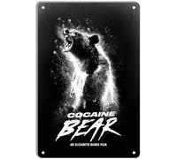 DWQUIX Metal Tin Sign Cocaine Bear Minimal Movie Posters for Home Theater Decor and Retro Wall Art 8x12 Inch