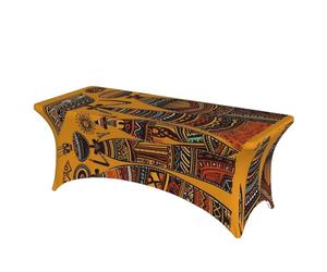 Dwrepo 6FT Tablecloth Creative African Culture Print Table Cloth Rectangular Fitted Stretch Spandex Table Covers for Event, Wedding, Banquet & Parties