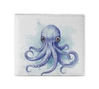 Dwrepo Blue Little Octopus Wallets for Women Men Leather Small Credit Card Wallet Slim Purse Bifold Wallet Card Holder Wallet, white, One size, Casual, White, One size, Casual