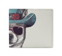 Dwrepo Chihuahua Dog Wearing Hat Wallets for Women Men Leather Small Credit Card Wallet Slim Purse Bifold Wallet Card Holder Wallet, white, One size, Casual, White, One size, Casual