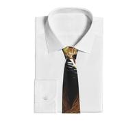 Dwrepo Cobra Snake Print Men's Tie Soft Silk Formal Necktie Fashion Wedding Neck Tie For Wedding Business, Black, One Size, Black, One Size