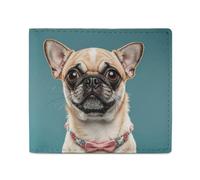 Dwrepo Cute Chihuahua Pug Wallets for Women Men Leather Small Credit Card Wallet Slim Purse Bifold Wallet Card Holder Wallet, white, One size, Casual, White, One size, Casual