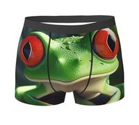 Dwrepo Cute Frog Mens Boxer Briefs Breathable Stretch Underwear Comfortable Underwear Trunks No Fly, Black, L