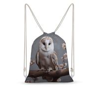 Dwrepo Drawstring Bag Backpack Waterproof Sackpack A Small White Barn Owl String Bag Lightweight Yoga Bag for Men Women, White, 35x50cm