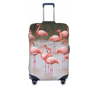 Dwrepo Flamingos Luggage Cover Elastic Washable Suitcase Cover Anti-Scratch Suitcase Protector Spandex Luggage Protector Travel Baggage Covers for 18-32 inch Luggage, Black, Medium