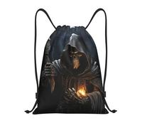 Dwrepo Grim-Reaper Print Drawstring Bag Backpack Waterproof Sackpack Lightweight String Bag Yoga Bag For Men Women, Black, S